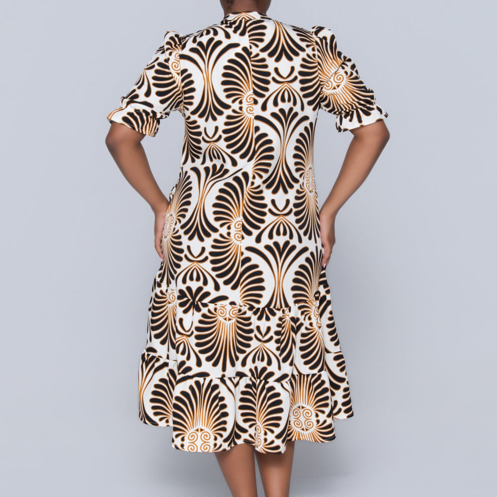 Plus Size Short Sleeve Printed Tunic