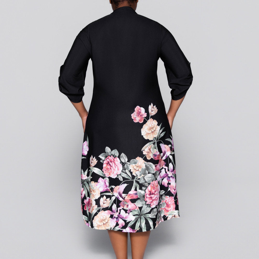 Black Plus Size Floral Print Summer Tunic