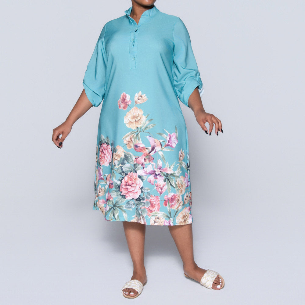 Sage Plus Size Floral Print Summer Tunic