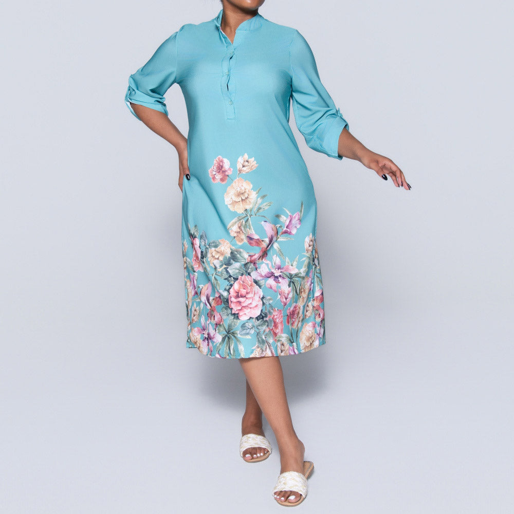 Sage Plus Size Floral Print Summer Tunic