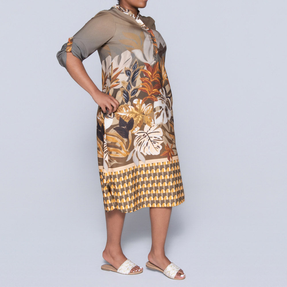 Plus Size Olive Printed Tunic
