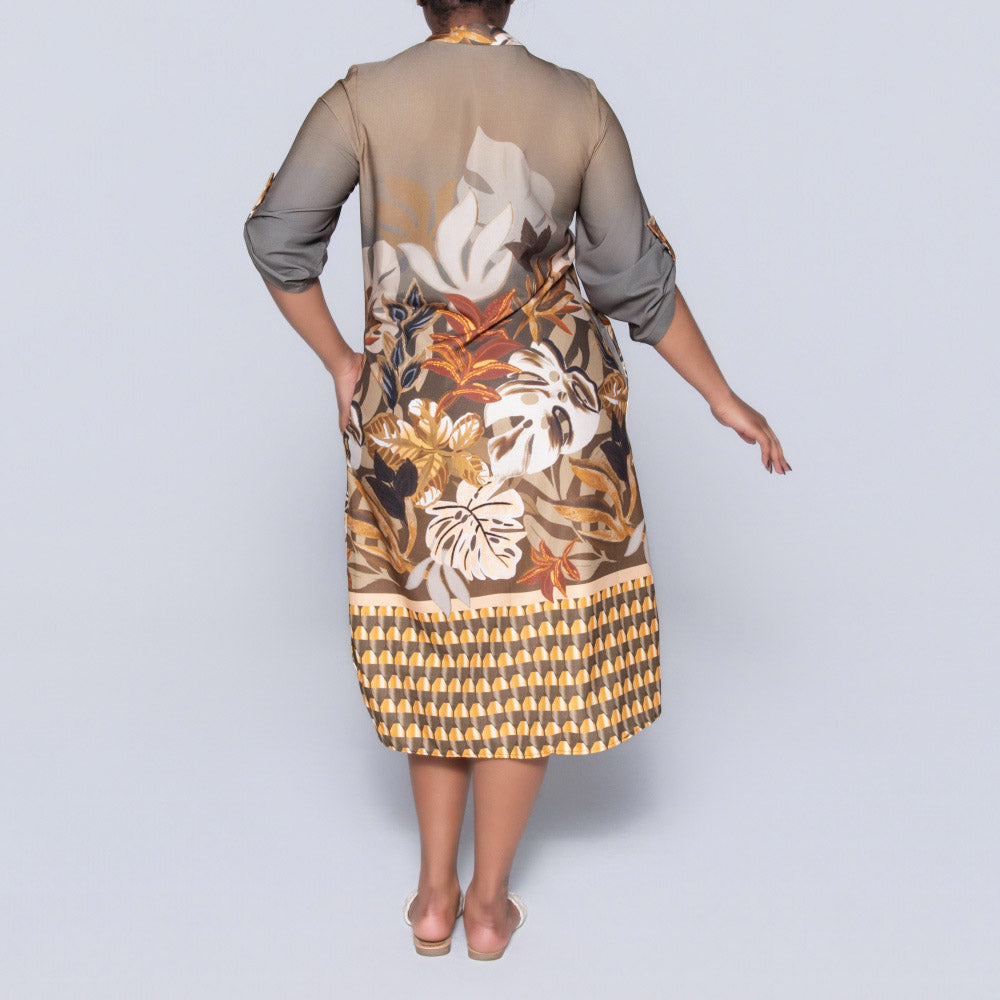 Plus Size Olive Printed Tunic