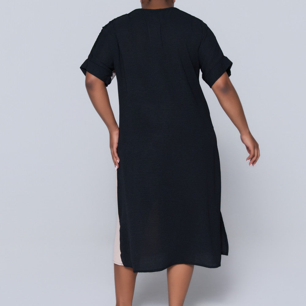 Plus Size Short Sleeve Colour Block Tunic