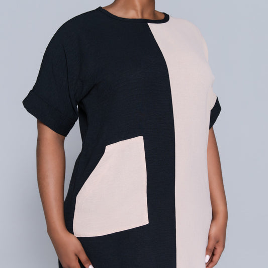 Plus Size Short Sleeve Colour Block Tunic