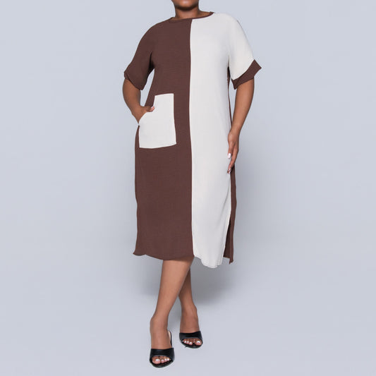 Plus Size Short Sleeve Colour Block Tunic