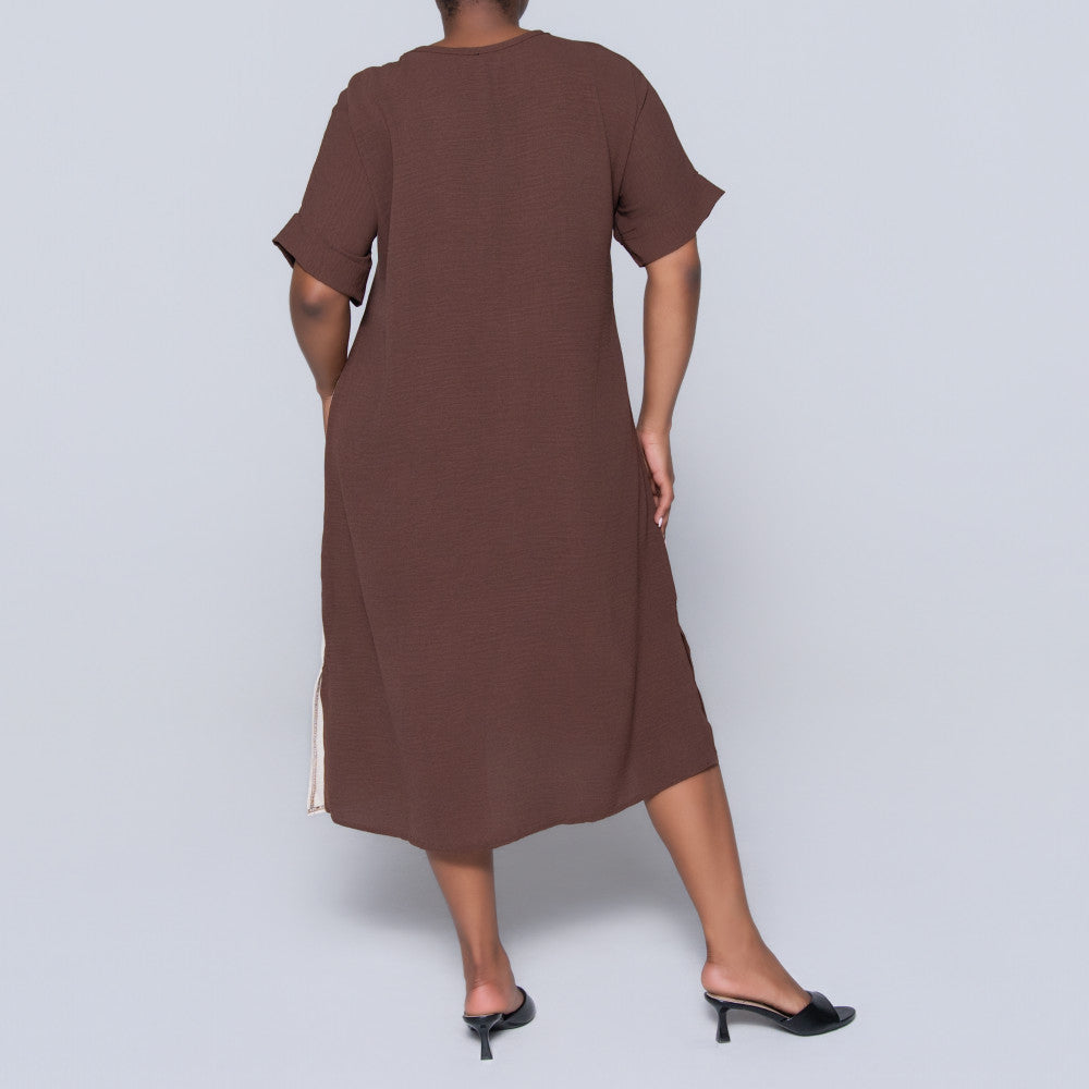 Plus Size Short Sleeve Colour Block Tunic