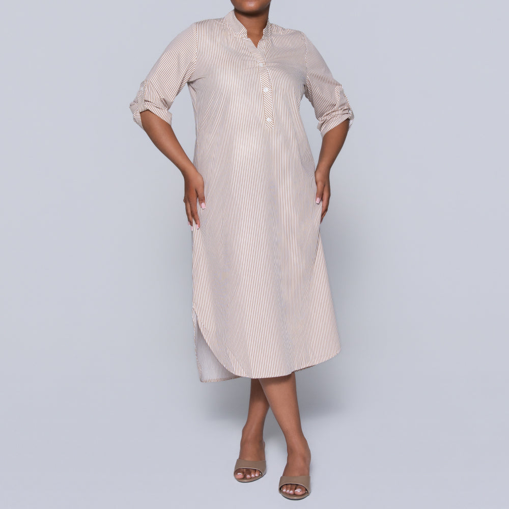 Mocca Plus Size Cotton Striped Tunic