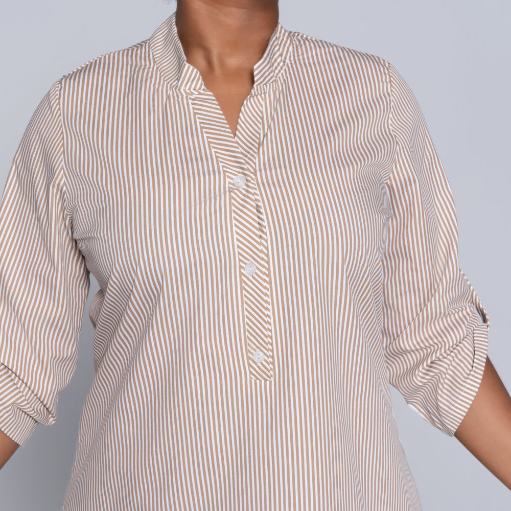 Mocca Plus Size Cotton Striped Tunic