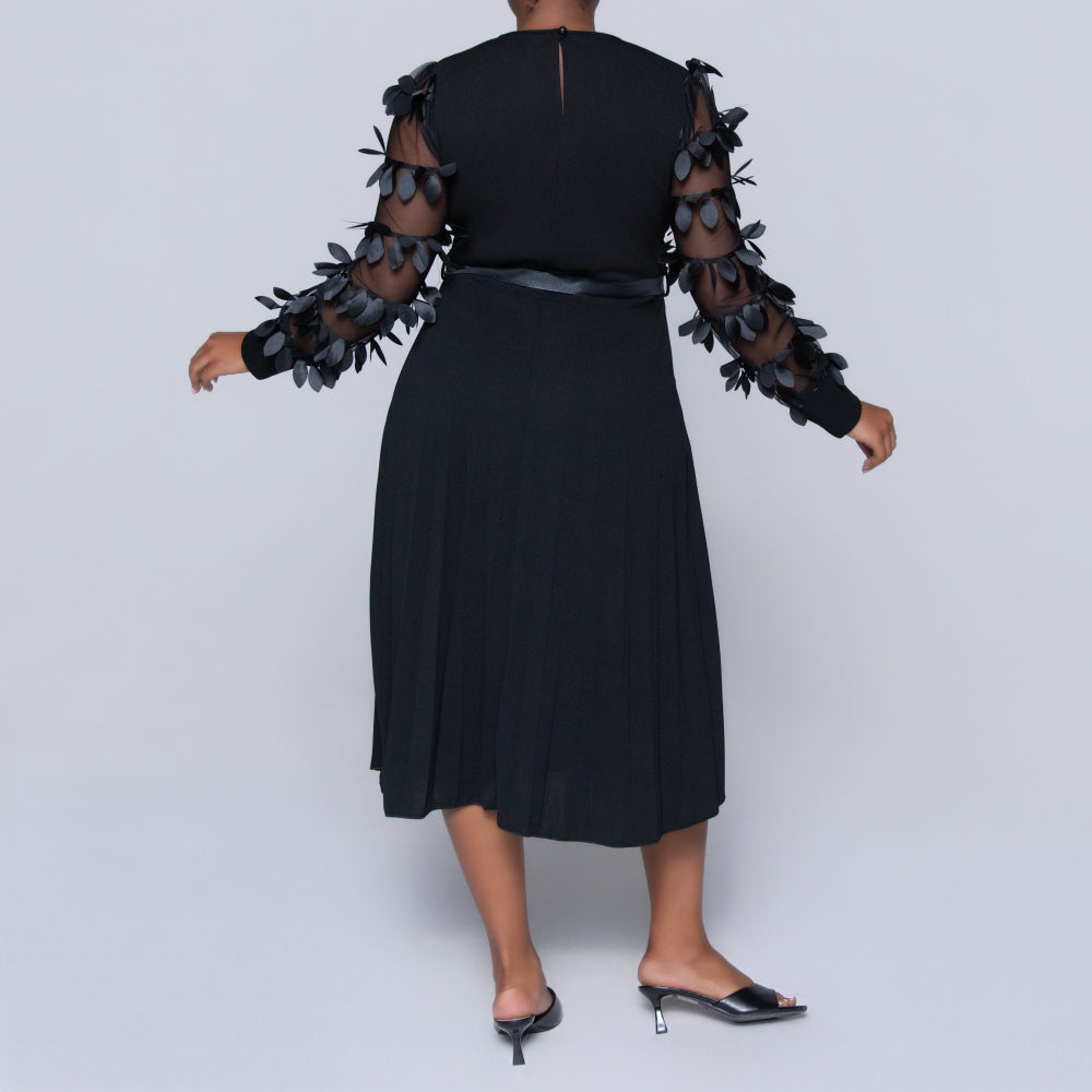Plus Size Black Pleated Dress