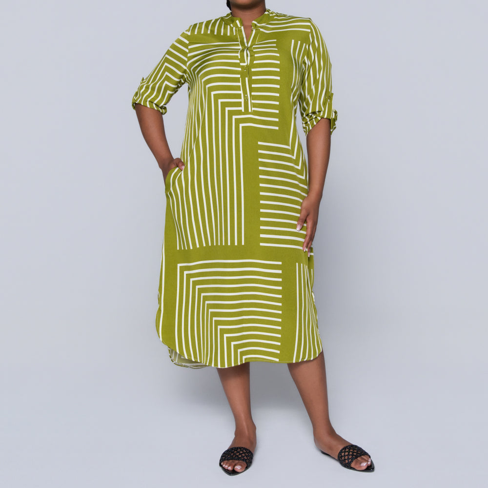 Plus Size Green Printed Tunic