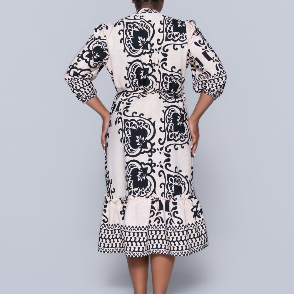 Plus Size Border Print Tunic