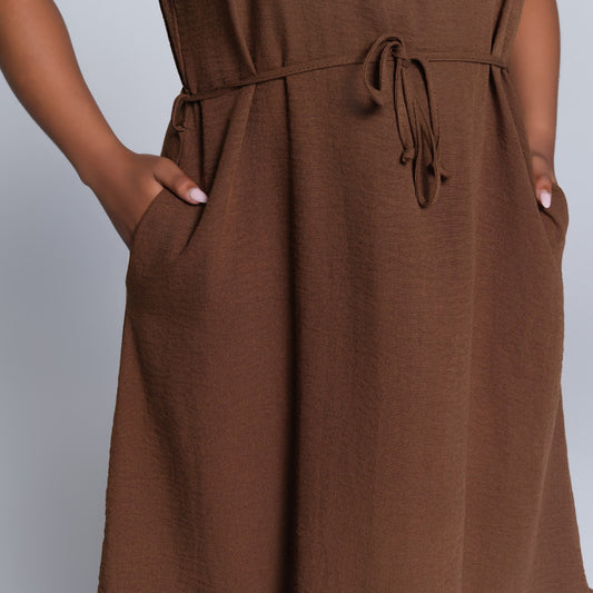 Chocolate Plus Size Tie-Belt Tunic