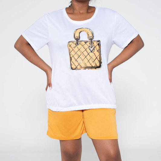 Mustard Ladies Top And Shorts Set