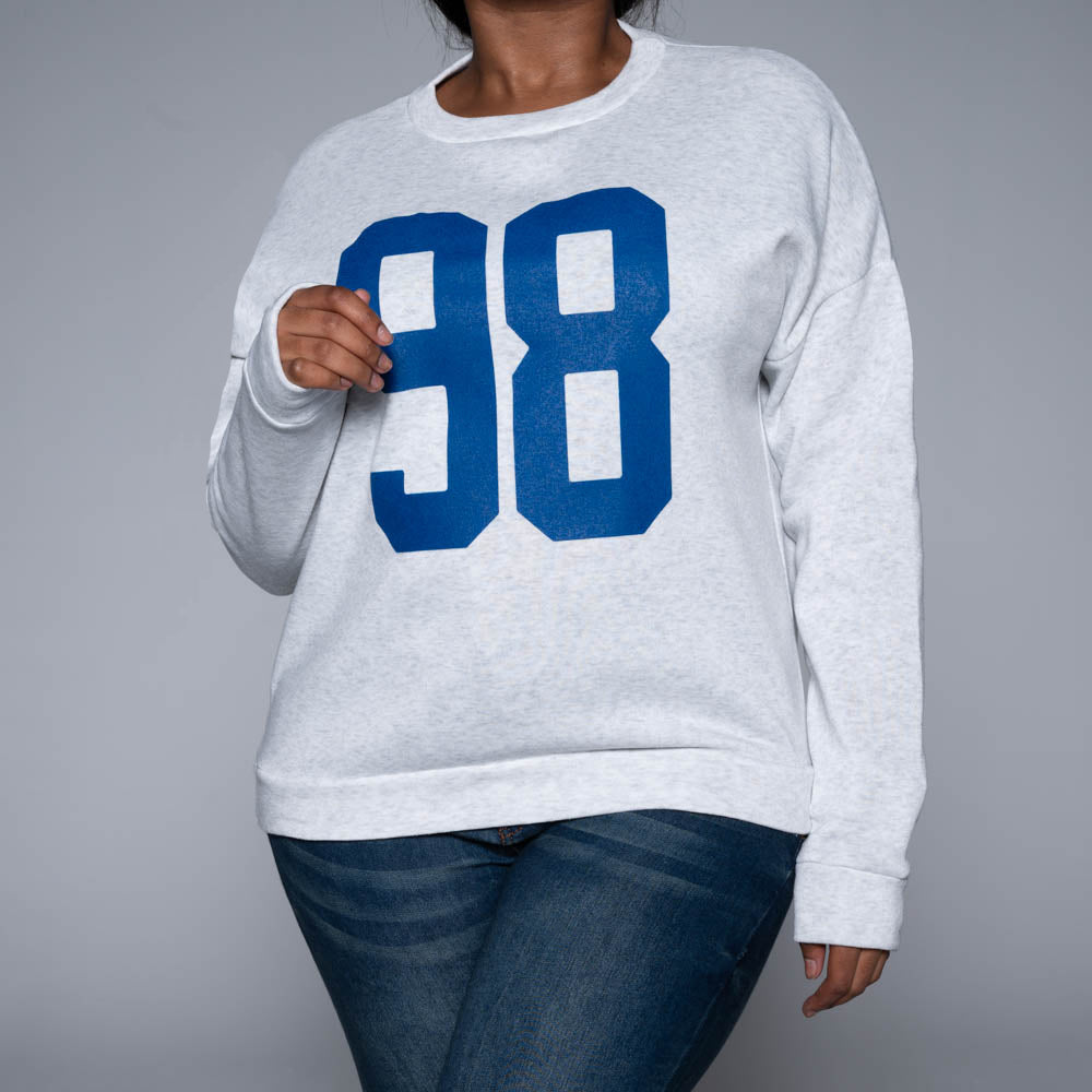 Front Print Light Grey Long Sleeve Top
