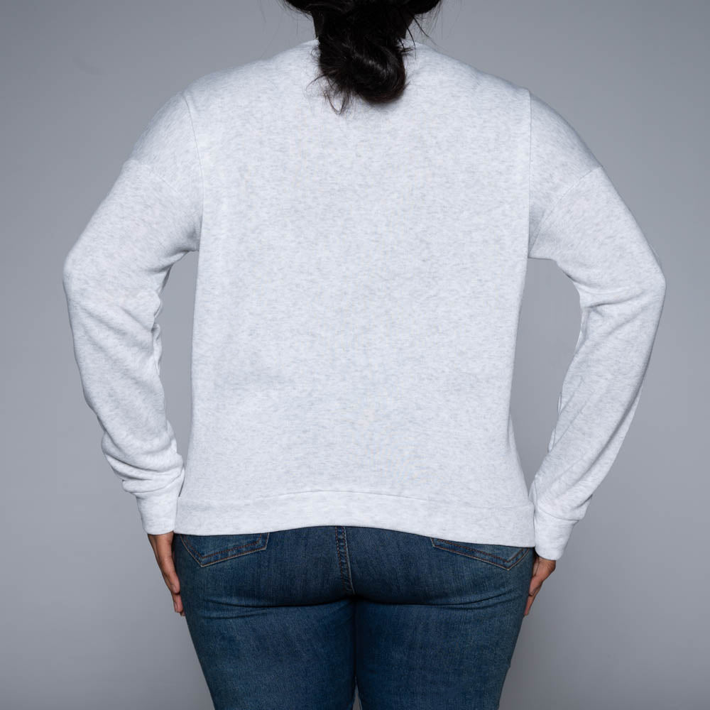 Front Print Light Grey Long Sleeve Top