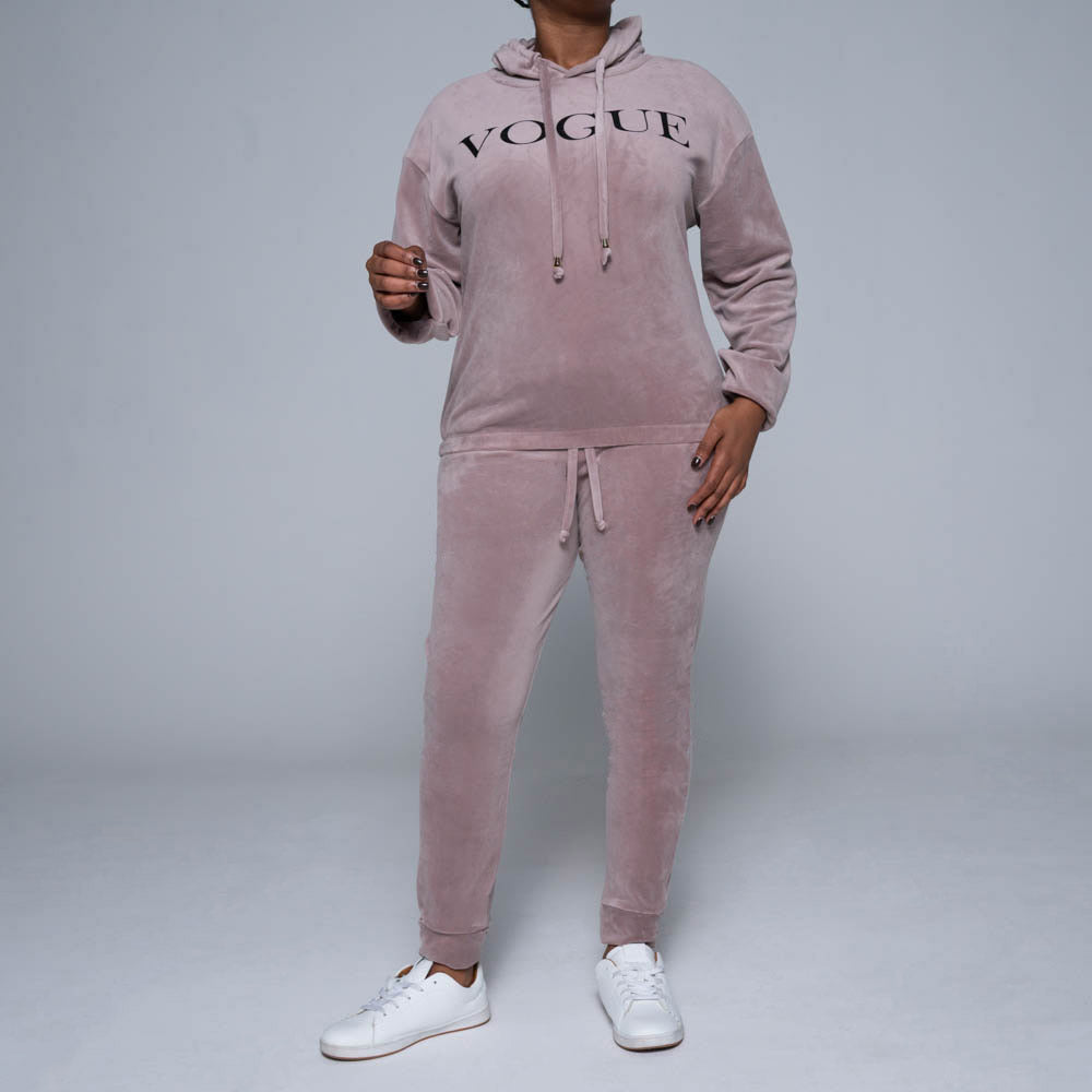 Mauve Velour Track Pants