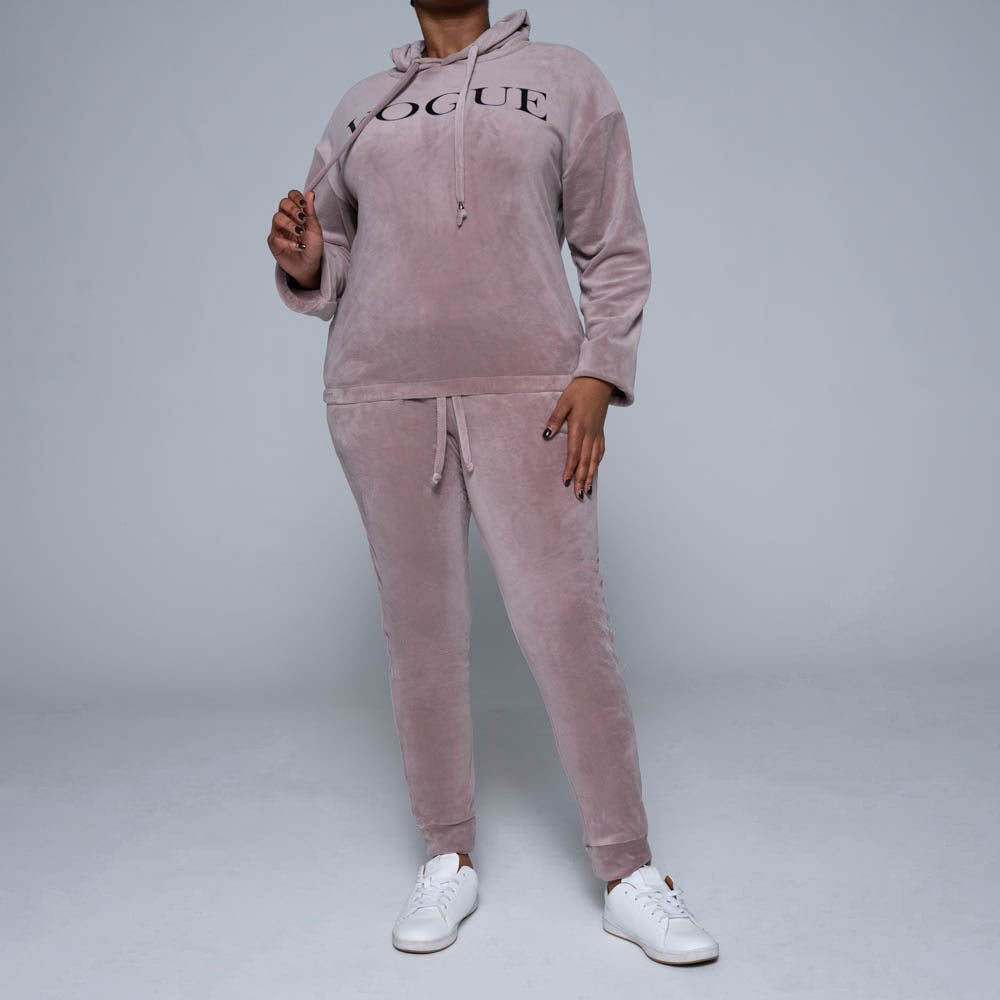 Mauve Velour Track Pants
