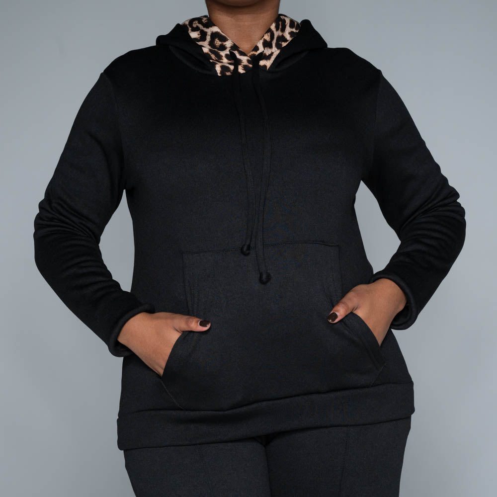 Black Hooded Track Top