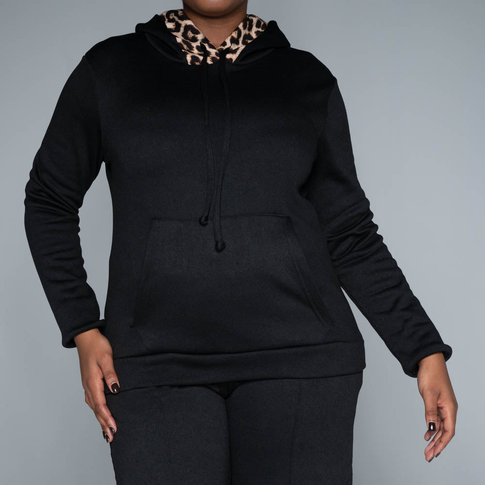 Black Hooded Track Top