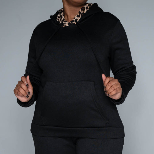 Black Hooded Track Top