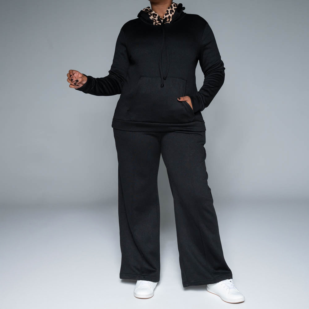 Black Spun Poly Track Pants