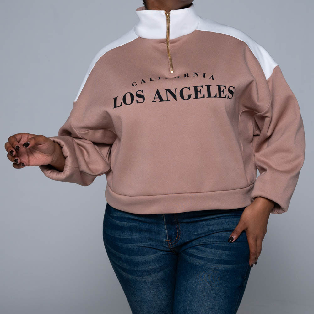 Camel Front Zip Top