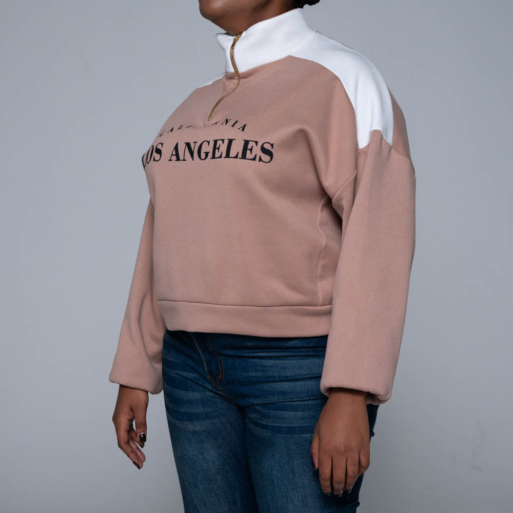 Camel Front Zip Top