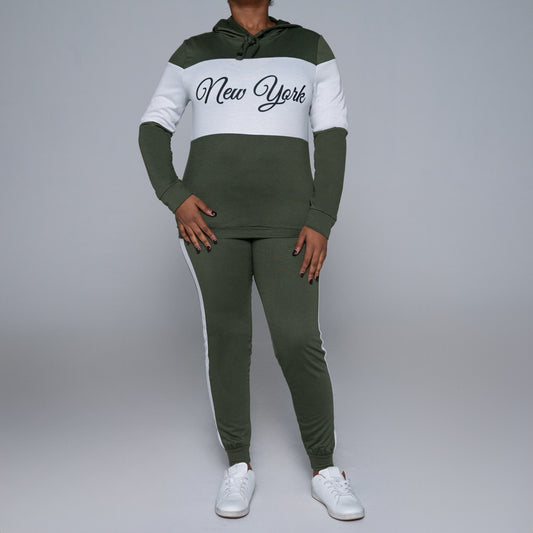 Olive Colour Block Track Top