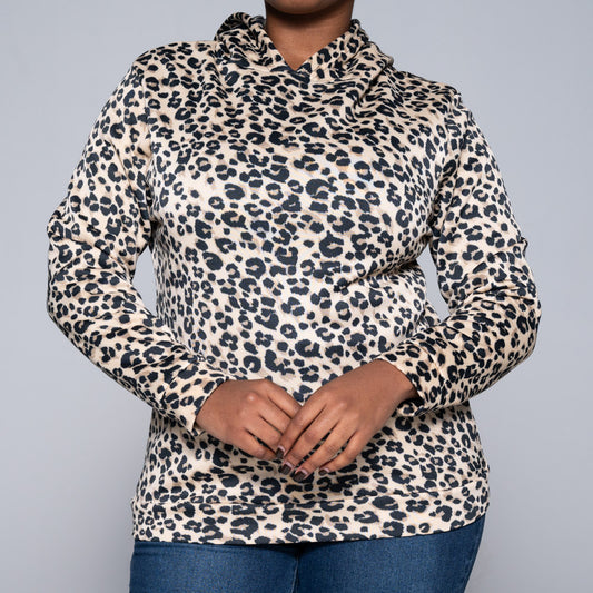 Printed Spun Poly Hooded Top