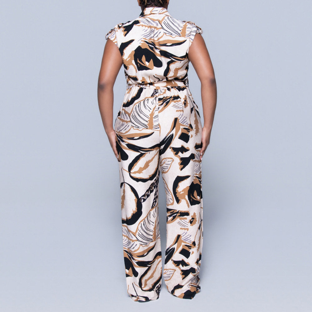 Camel/Black Printed Jumpsuit