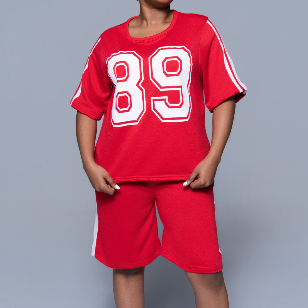 Red Top And Shorts Set
