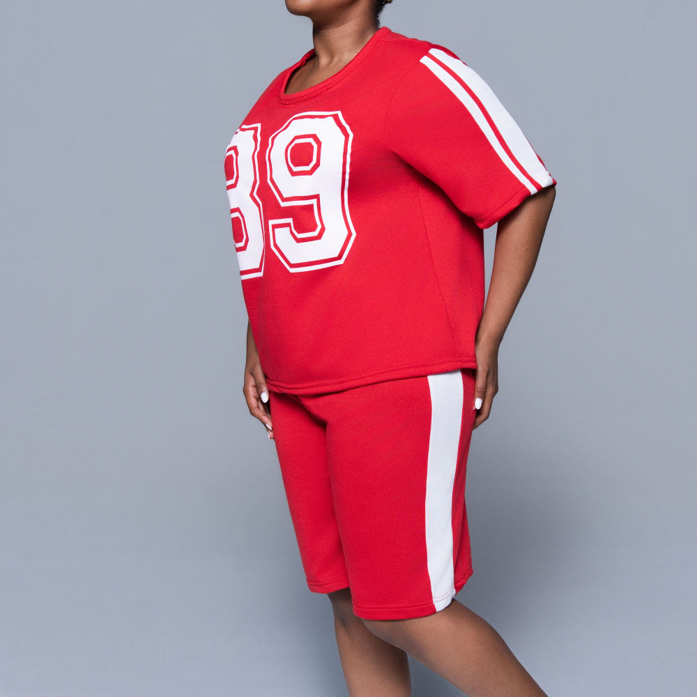 Red Top And Shorts Set