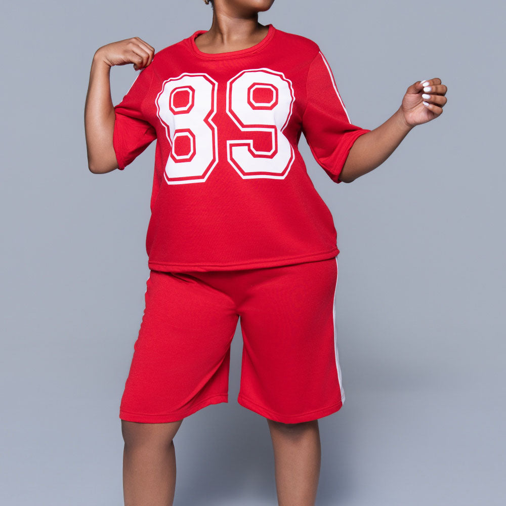 Red Top And Shorts Set