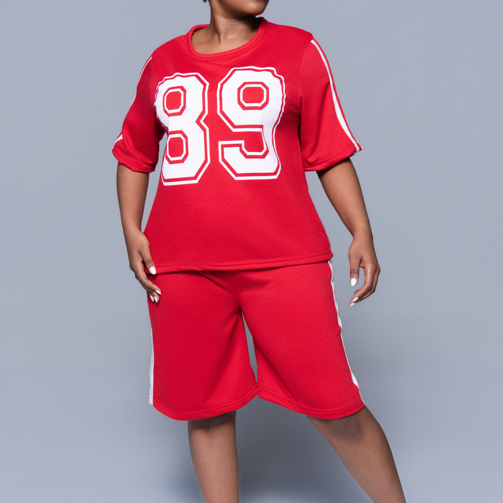 Red Top And Shorts Set