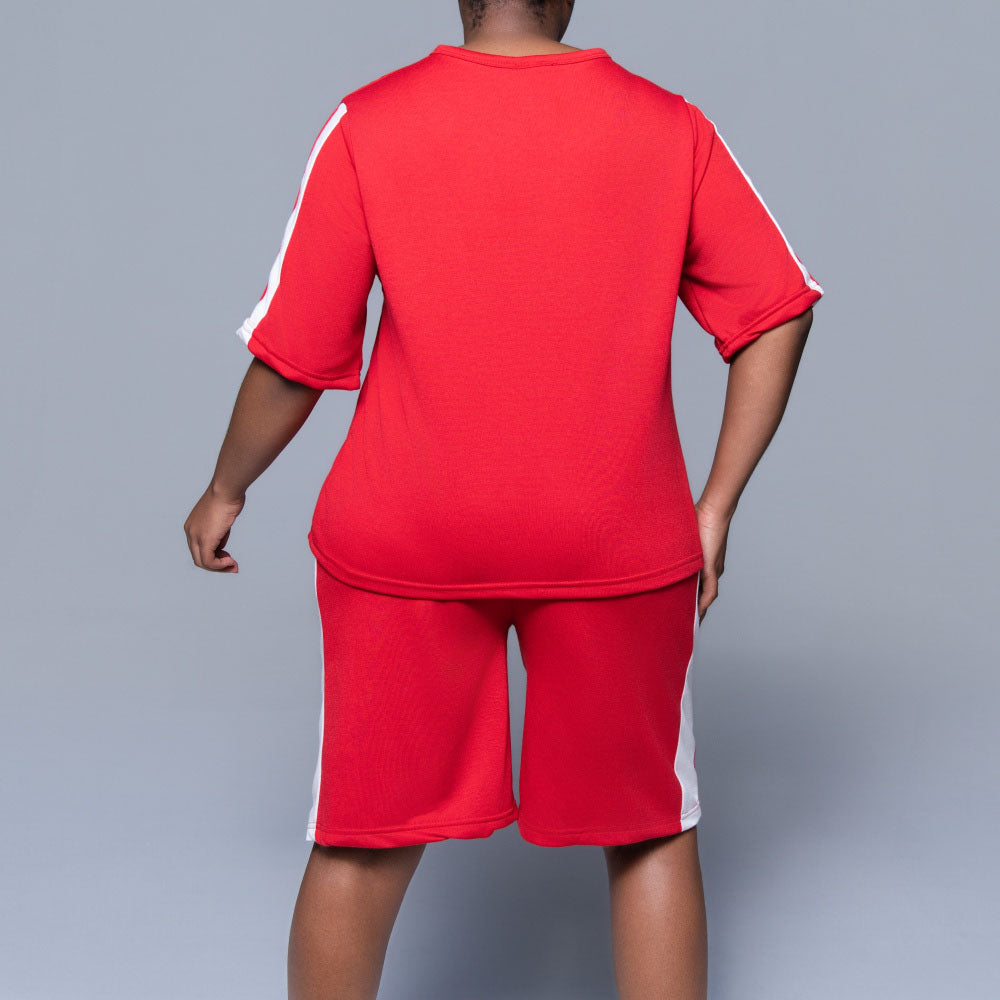Red Top And Shorts Set