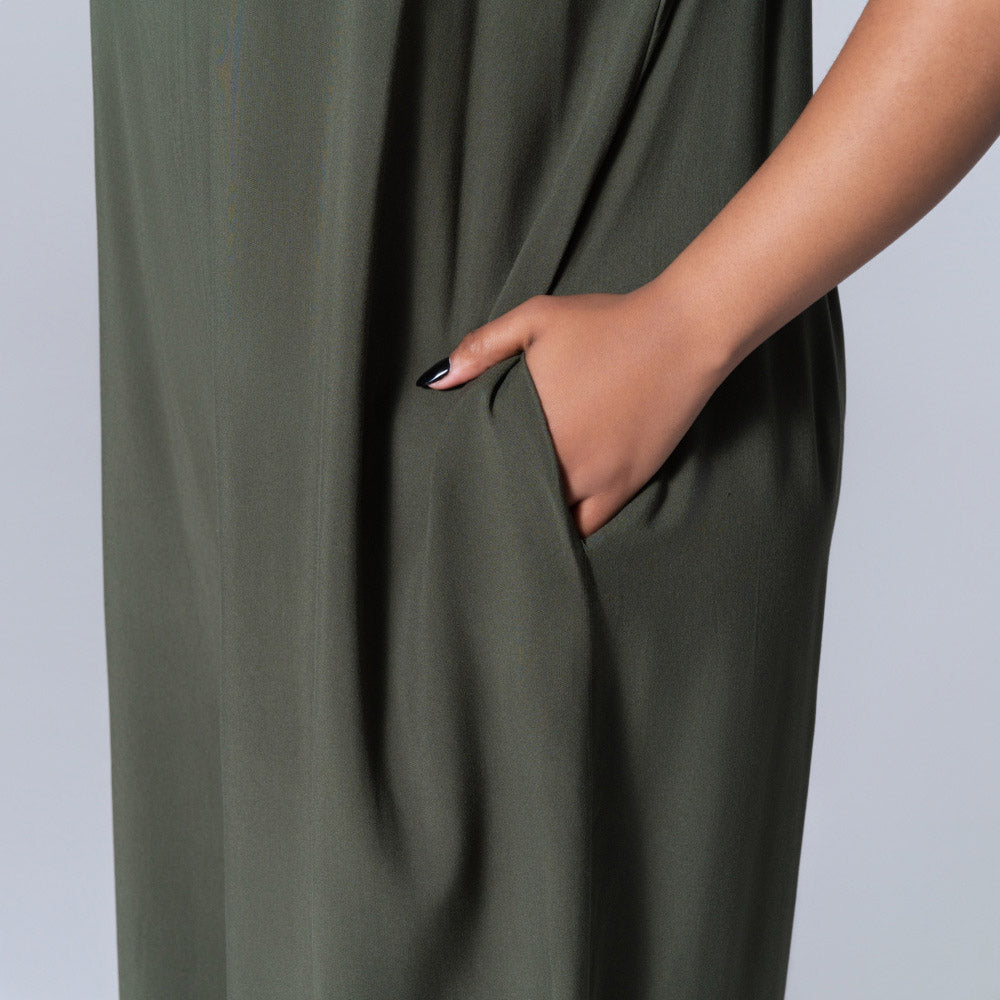 Strappy Plain Olive Jumpsuit