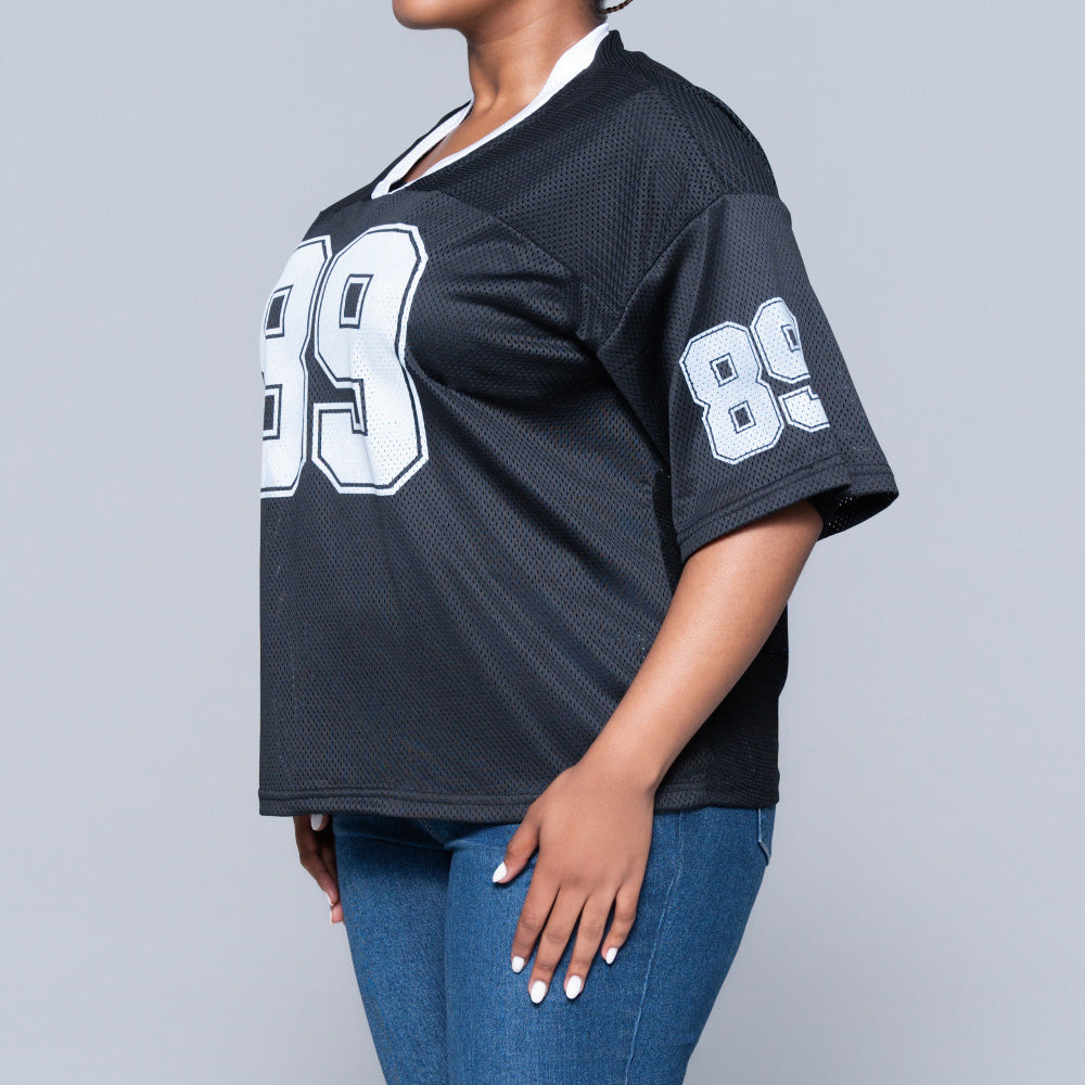 Printed Casual Black Tee