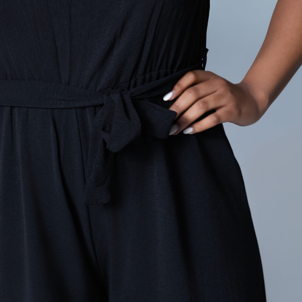 Ladies Sleeveless Black Jumpsuit