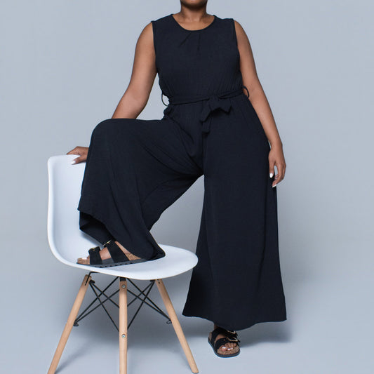 Ladies Sleeveless Black Jumpsuit