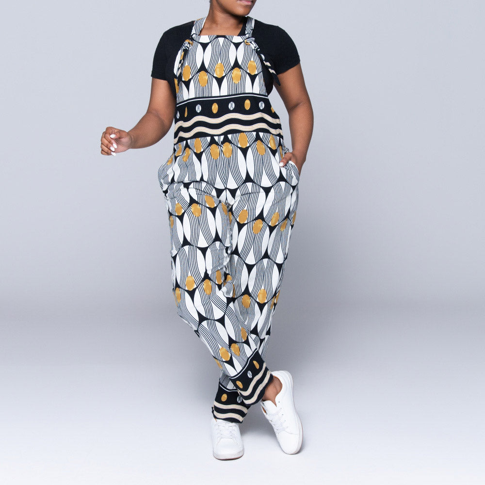 Ladies Printed Linen Jumpsuit