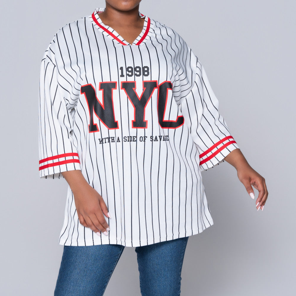 White/Black Birds Eye Top