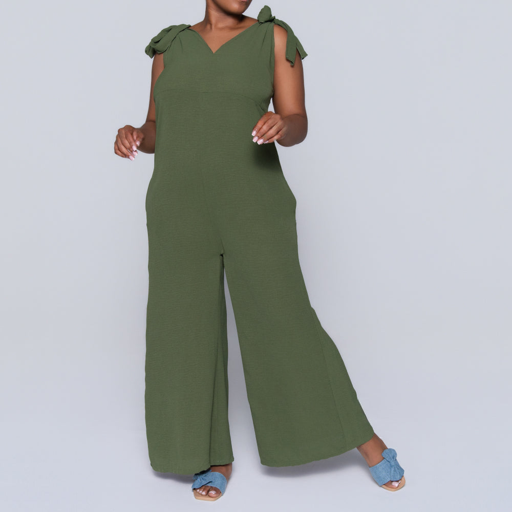Olive Sleeveless Airflow Jumpsuit