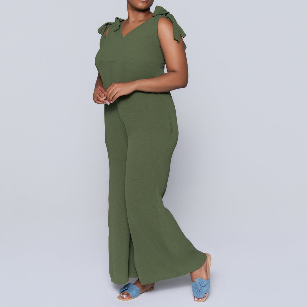 Olive Sleeveless Airflow Jumpsuit