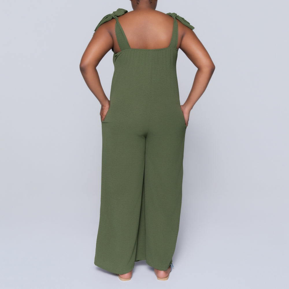 Olive Sleeveless Airflow Jumpsuit