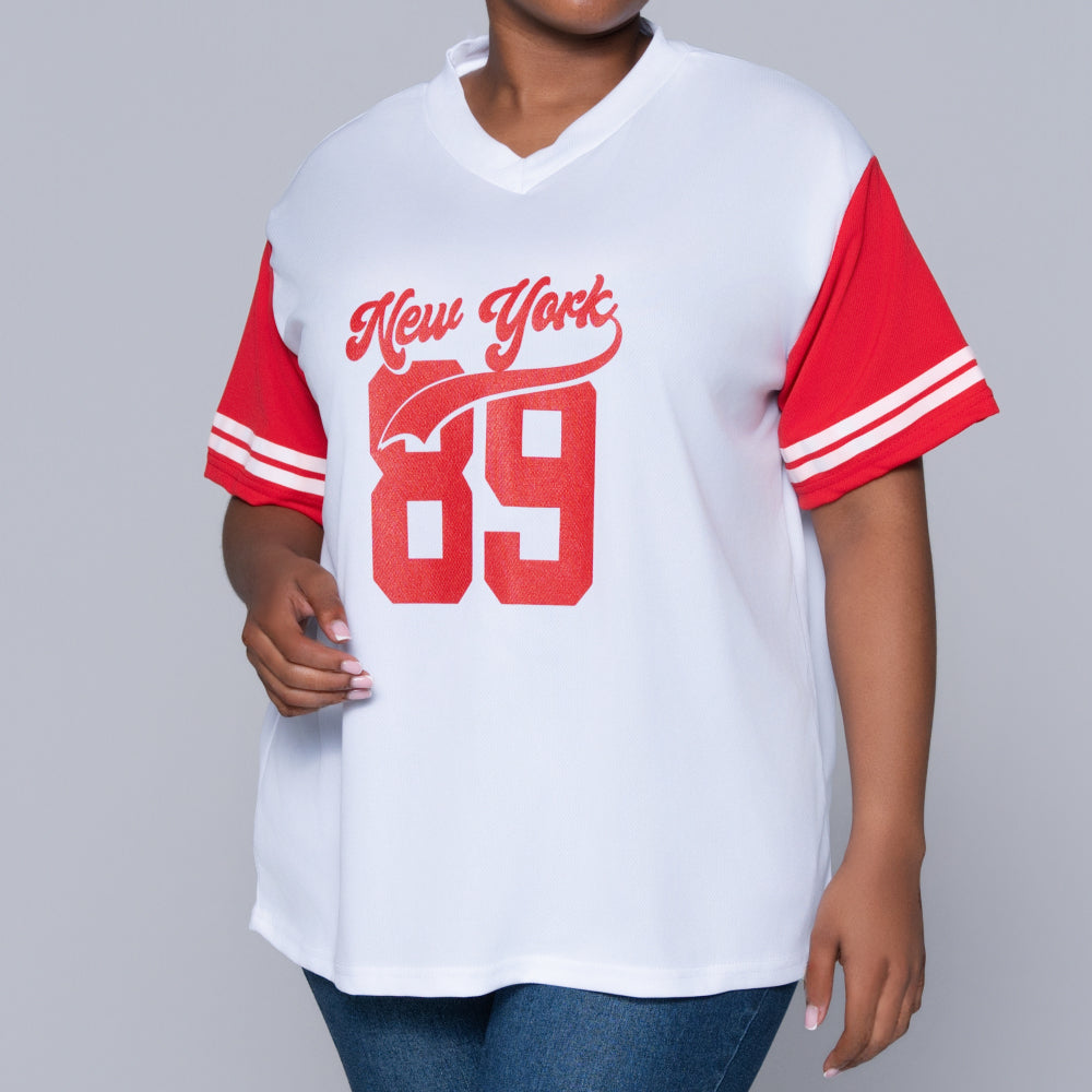 Red Short Sleeve Printed Top