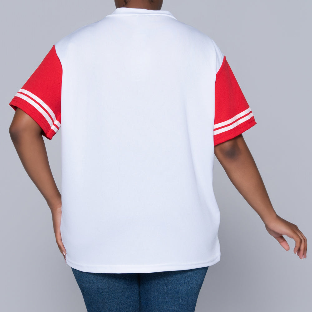 Red Short Sleeve Printed Top