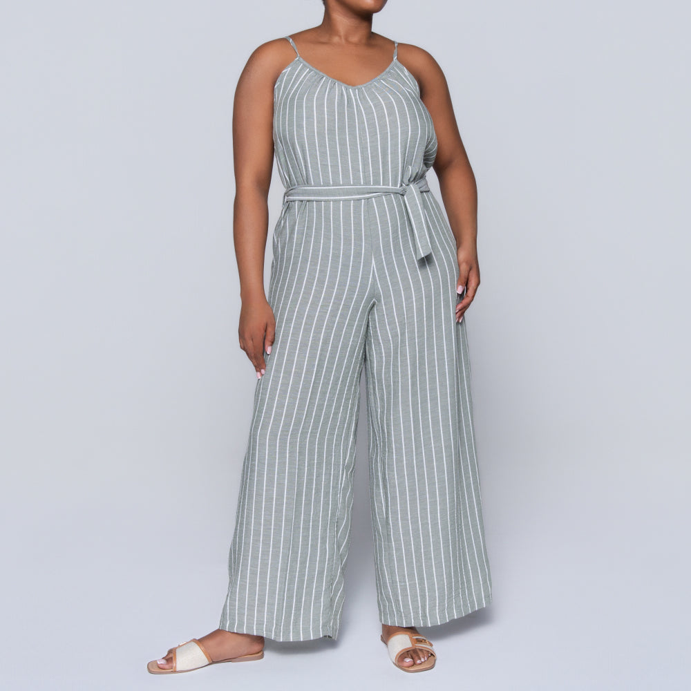 Olive Striped Jumpsuit