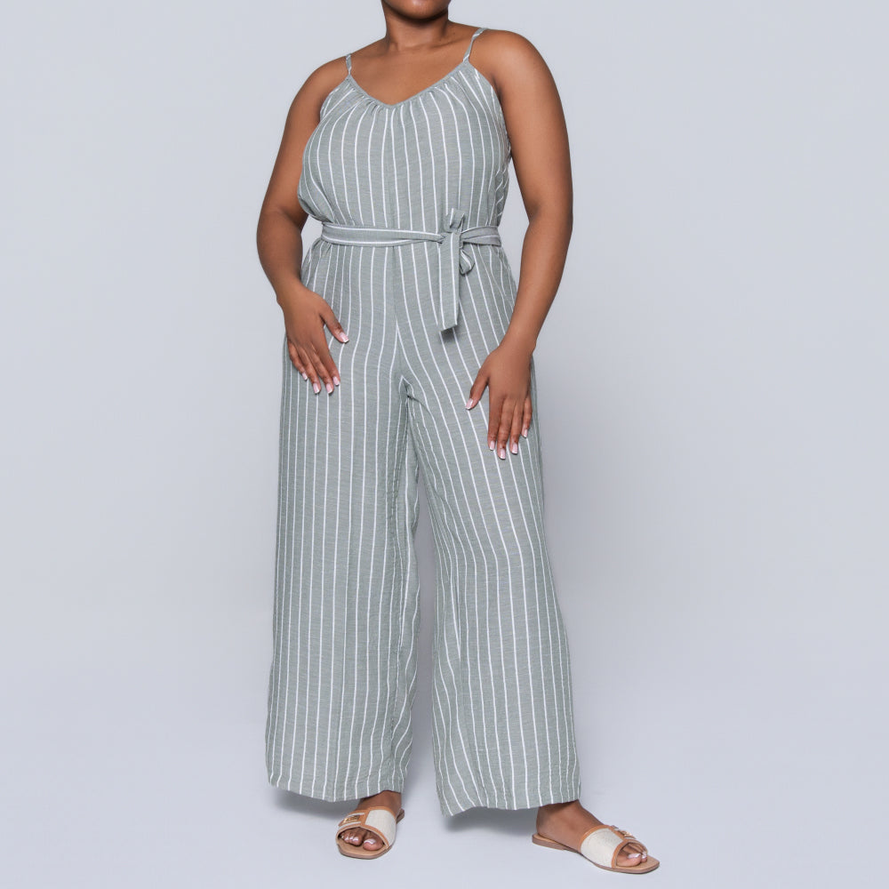 Olive Striped Jumpsuit