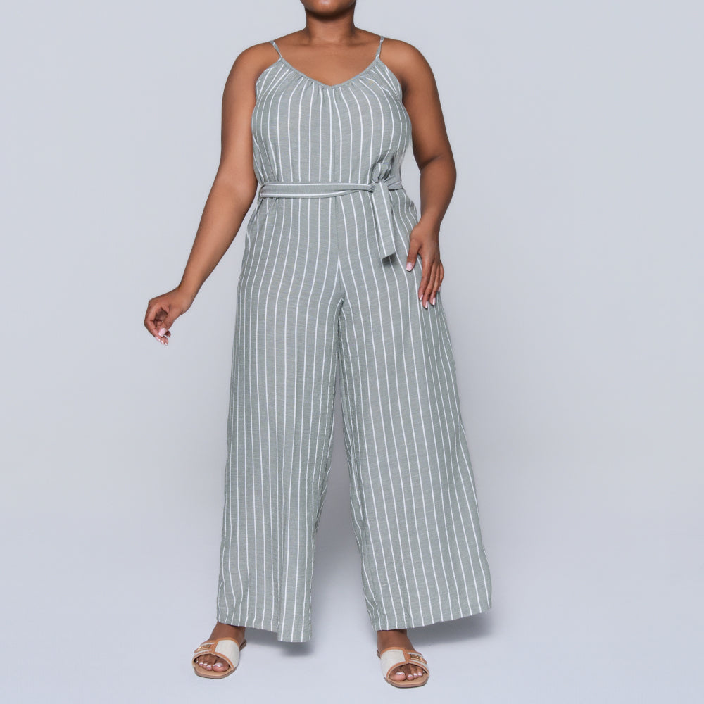Olive Striped Jumpsuit