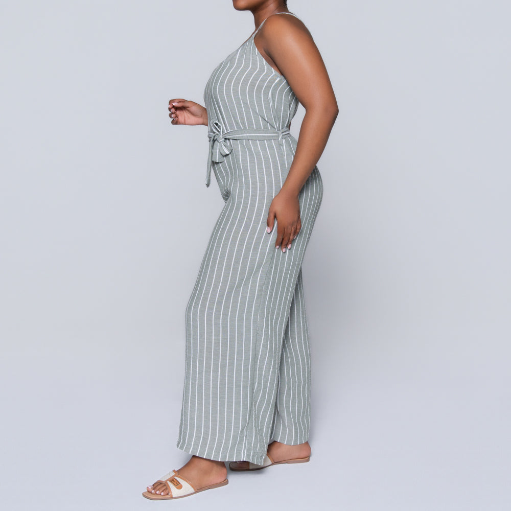 Olive Striped Jumpsuit
